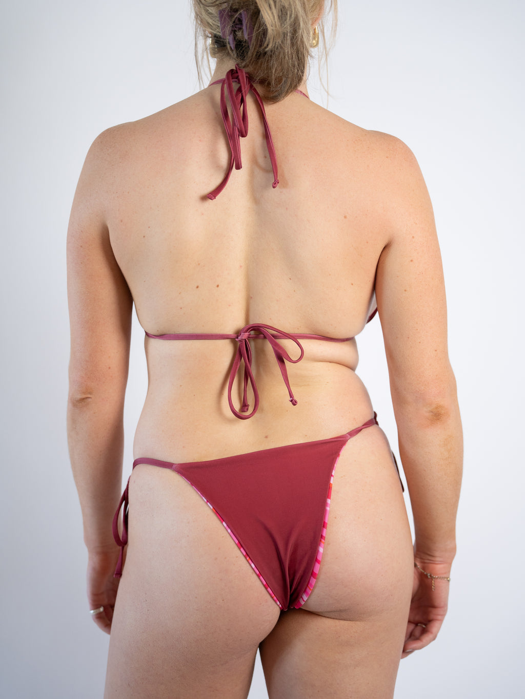 ZOE - Reversible Triangle Tie Up Top - Cherry