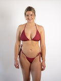 ZOE - Reversible Triangle Tie Up Top - Cherry